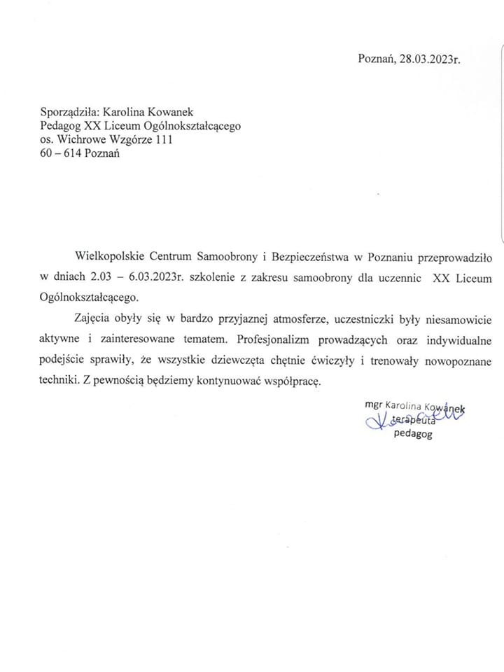samoobrona dla mlodziezy warszawa